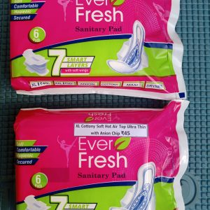 Ever Fresh XL / 290MM Cottony Soft Hot Air Top Ultra Thin with Anion Chip Sanitary Pads | 125ML+ Absorbent | Heavy Flow | Odour & Wetness Locks | With Wings & Disposable Wrapper